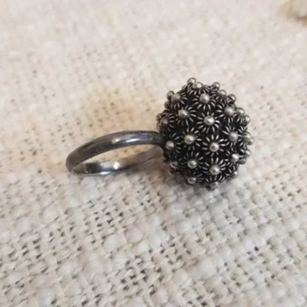Tibetan silver sphere ring